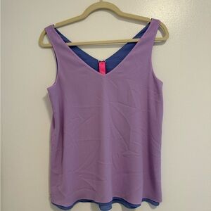 Lily Pulitzer reversible blue and purple silk like tank top small